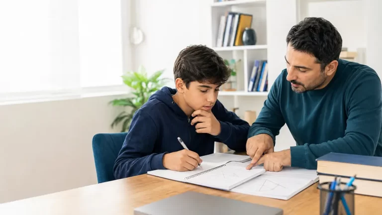 LGS matematik özel ders öğretmeni öğrenciye problem çözümünü anlatıyor
